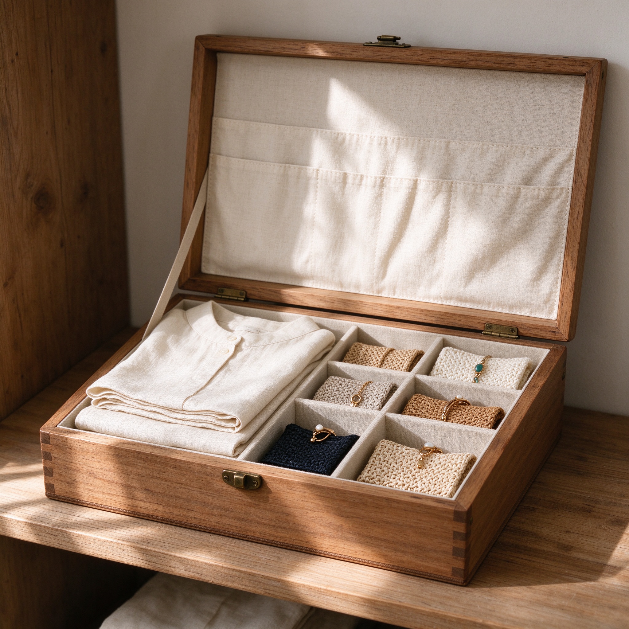 Wooden crate organizer with dividers